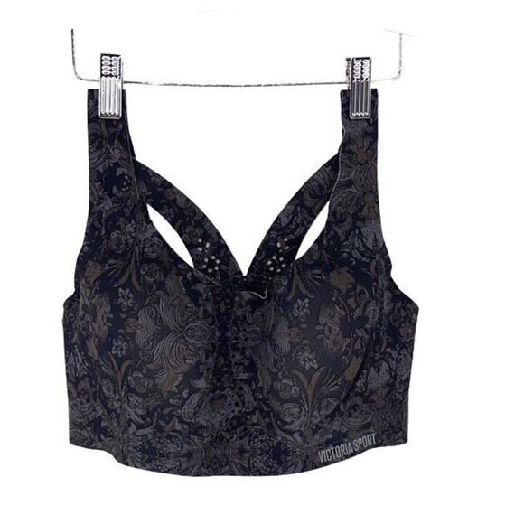 Victoria’s Secret Sport Angel Max Support Sports Bra Discontinued Black Floral 3 - Picture 1 of 6